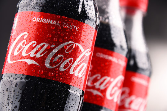 Coca Cola ingredients and nutrition facts label on soft drink bottle